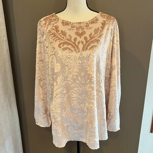 Martha Stewart Women's Champagne Velvet Burnout Floral Paisley, Size Large